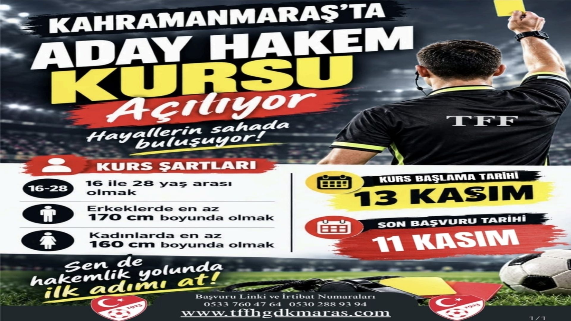 Kahramanmaraş’ta Aday Hakem Kursu Açılıyor!
